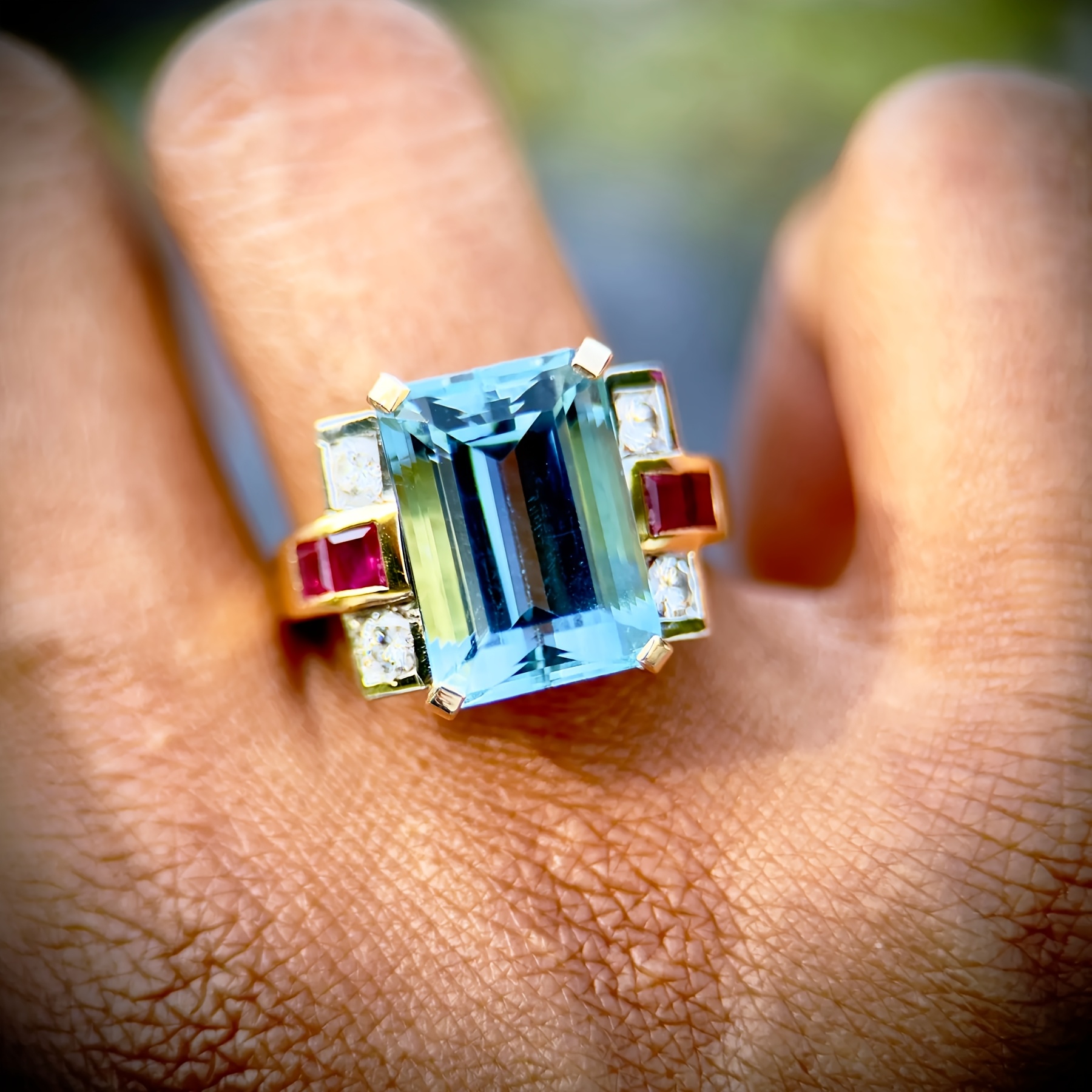 18K Gold-Plated Square Synthetic Zirconia Vintage Wedding Ring
